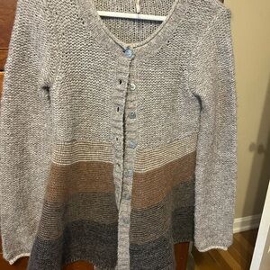 Free People Women's Knit Cardigan - Gray, Brown, and Tan